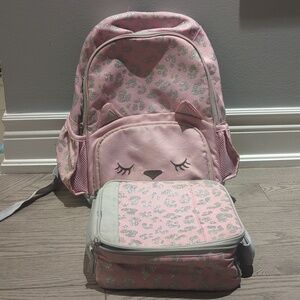 Pottery Barn Mackenzie Critter Glitter Pink Backpack & Lunch Box -Good Condition